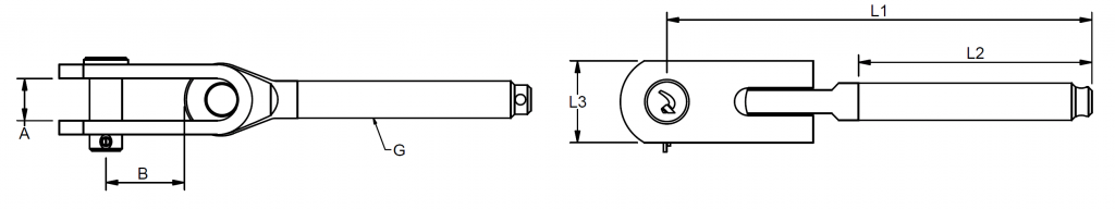 Bluewave Thread Toggle 1/2" w/pin Ø 12.7 mm. LH