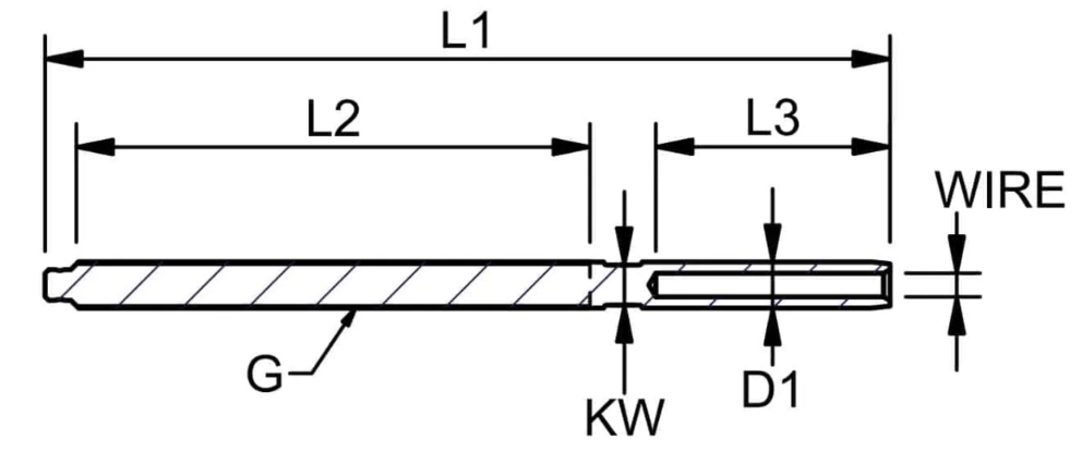 Bluewave Thread Terminal long 7/16"  for 7 mm and 9/32 wire