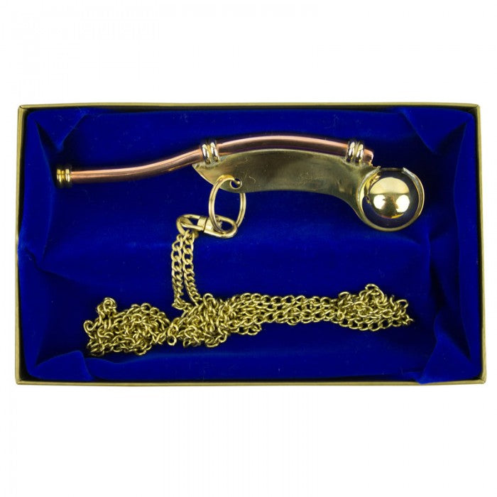 Brass/Copper Bosun s Call with Chain (Boxed)