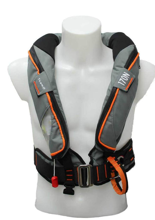 Team O Backtow 170N OFFSHORE Lifejacket Harness Sprayhood Light Auto Pro Grey